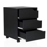 Cassettiera con rotelle ORGANISER I nera con tre cassetti aperti di hjh OFFICE