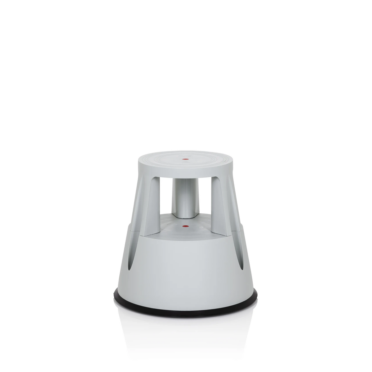 Sgabello TIO-M I grigio chiaro con superficie d'appoggio rotonda e anello di base nero di hjh OFFICE – vista a 360° (vista frontale 0°)