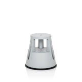 Sgabello TIO-M I grigio chiaro con superficie d'appoggio rotonda e anello di base nero di hjh OFFICE – vista a 360° (vista frontale 0°)
