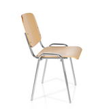 Sedia a quattro gambe XT 600 C H in faggio con struttura in cromo di hjh OFFICE – vista a 360° (profilo laterale 80°)
