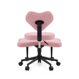 Vista posteriore della sedia da meditazione Asanasit rosa con schienale a forma di cuore e base a croce nera di hjh LIVING