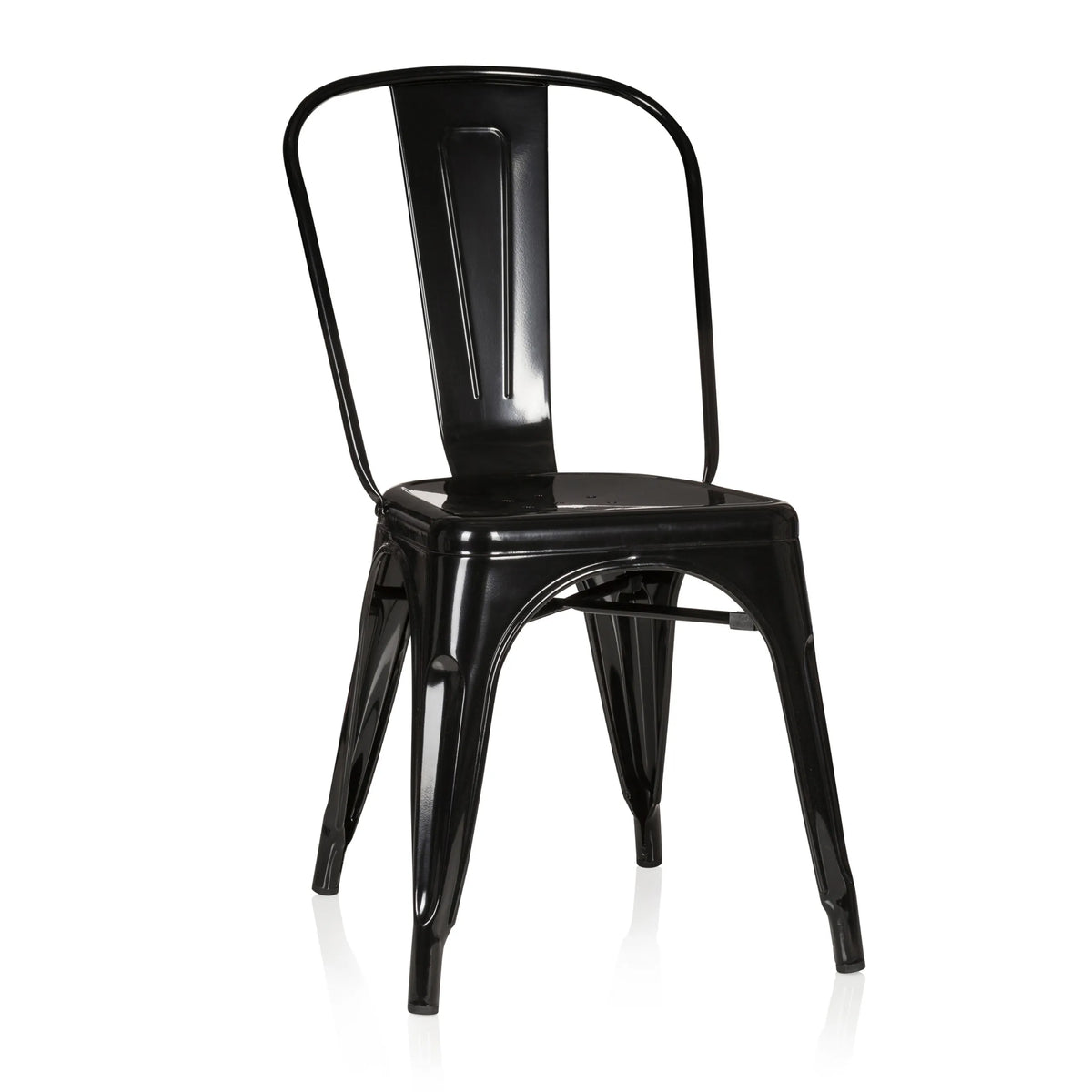 Sedia bistro nera VANTAGGIO COMFORT con struttura in metallo e schienale alto di hjh OFFICE – vista a 360° (vista frontale 20°)