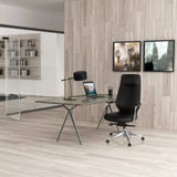Poltrona professionale VELVET in nero con schienale alto e rotelle di hjh OFFICE