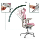 Angolo di inclinazione regolabile da 90° a 141° della poltrona di lusso ERGOHUMAN SLIM G GEN2 in rosa di hjh OFFICE
