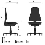 Disegno tecnico della Sedia Home Office CASLA con un'altezza del sedile di 42-50 cm di hjh OFFICE
