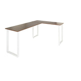 Scrivania ad angolo WORKSPACE BASIC I effetto noce con gambe a U bianche di hjh OFFICE – vista a 360° (vista frontale 20°)