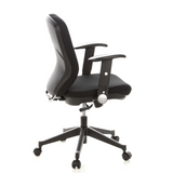 Sedia da ufficio professionale TRAFFIC 20 nera con braccioli e base a cinque ruote di hjh OFFICE – vista a 360° (profilo laterale 100°)