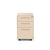 Cassettiera con rotelle COLOR PLUS I beige in metallo con tre cassetti e quattro ruote di hjh OFFICE – vista a 360° (vista frontale 0°)