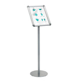 Cavalletto promozionale argentato AGENDA I con base rotonda e cornice per fogli informativi di hjh OFFICE