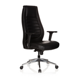 Poltrona professionale VITORO nera con schienale trapuntato e base a cinque ruote di hjh OFFICE – vista a 360° (vista frontale a tre quarti 40°)