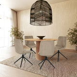 Quattro sedie imbottite TARVISO I beige con basi a stella nere a un tavolo rotondo in legno di hjh LIVING