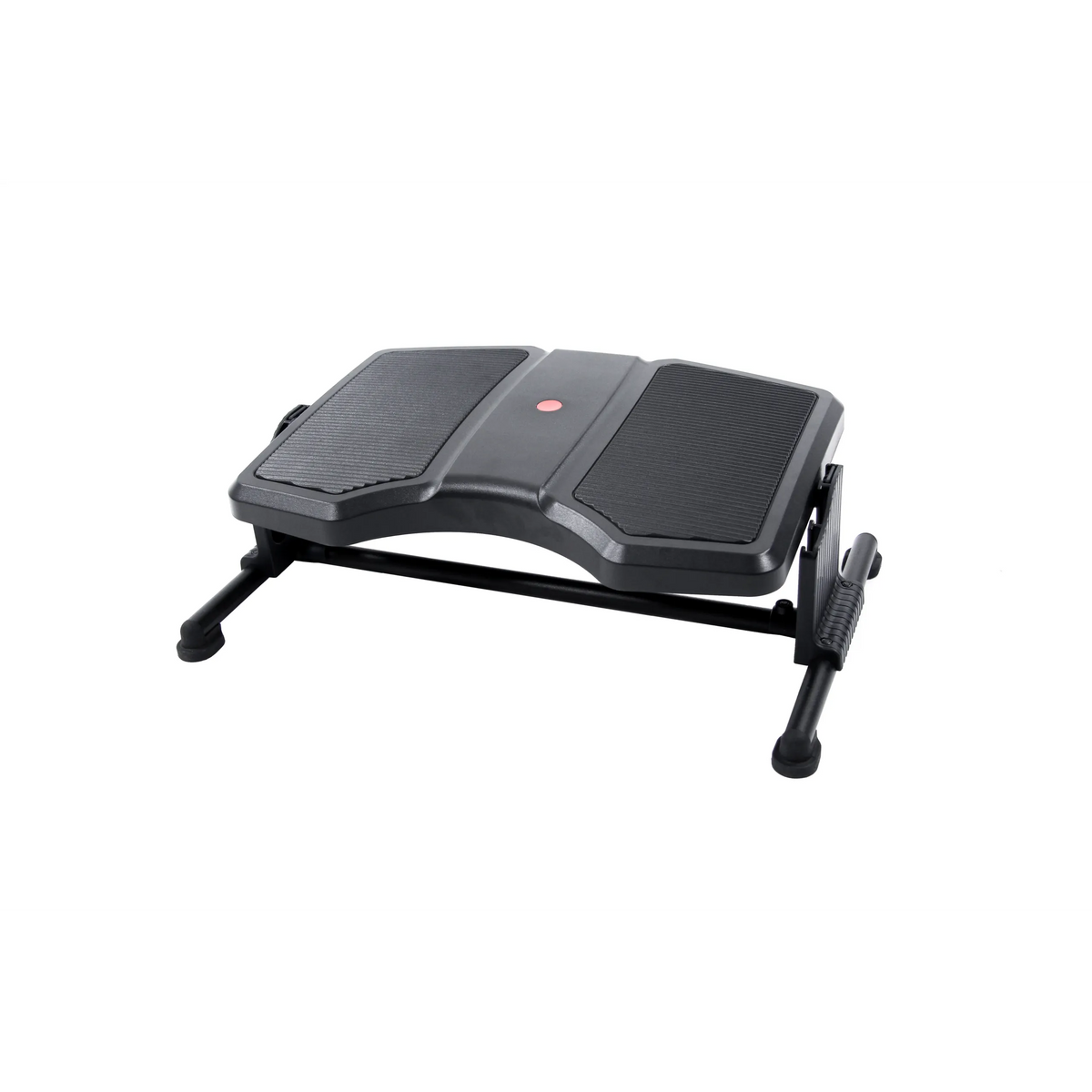 Poggiapiedi nero PODI II con superfici rigate e struttura in metallo di hjh OFFICE – vista a 360° (vista frontale 0°)