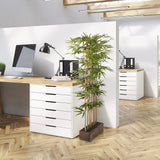 Pianta artificiale verde BAMBUS I in un vaso di legno scuro per l'ufficio di hjh OFFICE