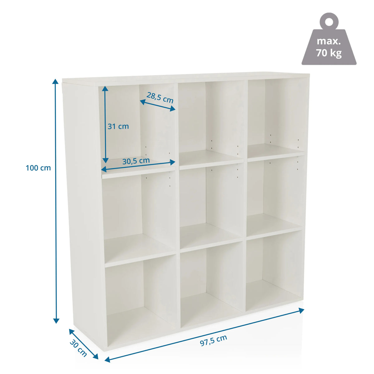 Disegno tecnico dello Scaffale BJORKE con 97,5 x 100 cm di hjh LIVING