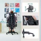 High-end Sedia da ufficio LiberNovo Omni Gen in grigio scuro con poggiatesta regolabile e ruote di Libernovo