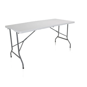Weißer Klapptisch EASY UP MULTI II mit rechteckiger Platte und grauem Metallgestell von hjh OFFICE