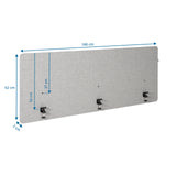 Disegno tecnico del divisorio per scrivania FLEXMIUT D 180 di 180 × 62 cm di hjh OFFICE
