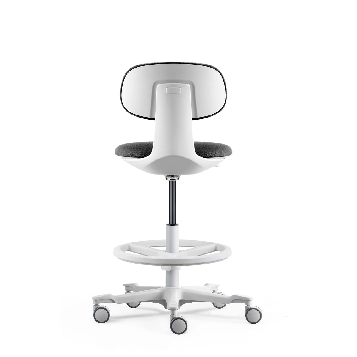 Vista posteriore della Sedia da lavoro WORK MF2 W in grigio scuro con poggiapiedi e rotelle di hjh OFFICE