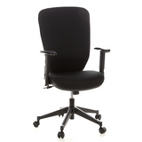 Sedia da ufficio professionale TRAFFIC 30 nera con braccioli e base a cinque ruote di hjh OFFICE – vista a 360° (vista frontale 20°)