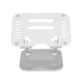 Supporto per LAPTOP STAND argento con superficie perforata e base di hjh OFFICE – vista a 360° (vista frontale 0°)