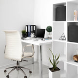 Poltrona professionale ASPERA 10 bianco crema con imbottitura trapuntata e struttura cromata di hjh OFFICE