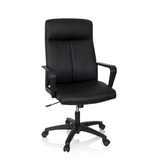 Poltrona professionale LISSO nera con braccioli e base a cinque ruote di hjh OFFICE – vista a 360° (vista frontale 20°)