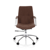 Sedia Home Office SARANTO II marrone medio con braccioli e base a cinque ruote di hjh OFFICE – vista a 360° (vista frontale 0°)