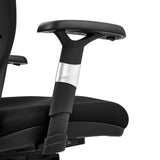 Bracciolo regolabile in nero con dettaglio argento della high-end sedia da ufficio VENUS BASE di hjh OFFICE