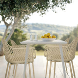 Sedia da esterno BEGIO L in beige con struttura a rete e braccioli di hjh LIVING