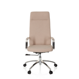 Beiger Homeoffice-Bürostuhl SARANTO PLUS I mit Armlehnen und Fußkreuz mit fünf Rollen von hjh OFFICE – 360-Grad-Ansicht (Frontansicht 0°)