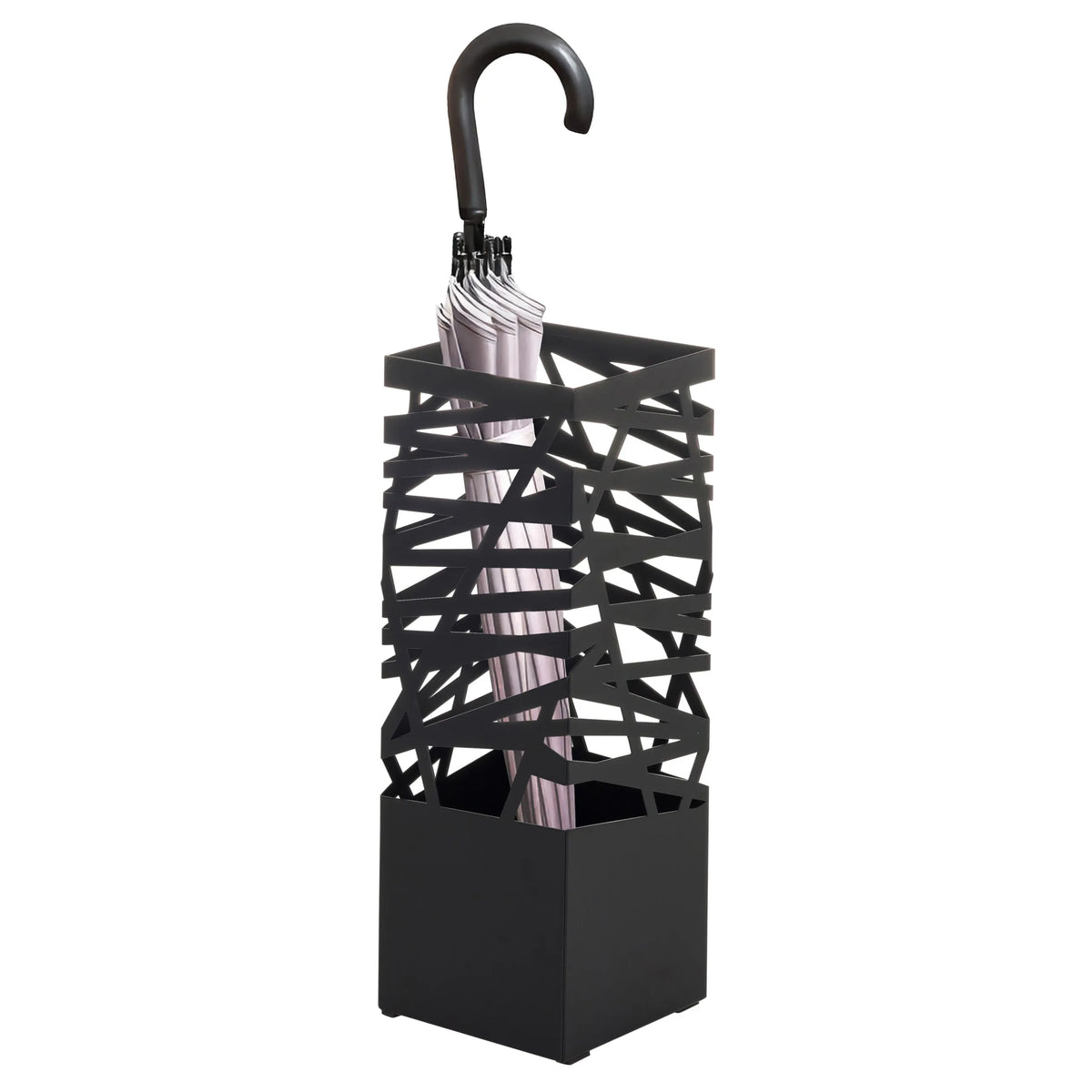Portaombrelli nero PLUVARIS di Accessori con un ombrello di hjh LIVING posizionato all'interno
