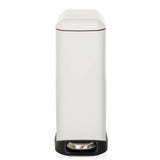 Cestino CLEAN SLIM bianco con pedale e coperchio arrotondato di hjh OFFICE – vista a 360° (vista frontale 0°)