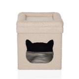 Cuccia per gatto PAWY ES beige con ingresso a forma di testa di gatto e imbottitura morbida di hjh LIVING