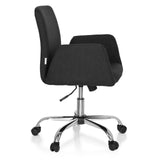 Sedia Home Office FLOW nera con braccioli e base cromata a cinque ruote di hjh OFFICE – vista a 360° (profilo laterale 80°)