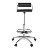 Sgabello girevole nero TOP WORK 28 con poggiapiedi e base a cinque ruote di hjh OFFICE – vista a 360° (vista frontale 0°)