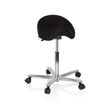 Sgabello a sella MOVE-TEC 3D PRO I nero con base a cinque ruote di hjh OFFICE – vista a 360° (vista frontale 20°)