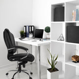 Sedia girevole XXL H 100 in ecopelle nera con base cromata di hjh OFFICE