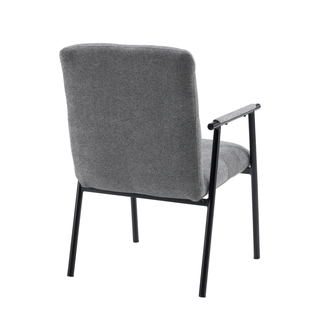 Vista posteriore della poltrona imbottita grigia Lifea Flex con gambe e braccioli in metallo nero di hjh LIVING