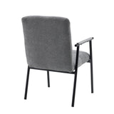 Vista posteriore della poltrona imbottita grigia Lifea Flex con gambe e braccioli in metallo nero di hjh LIVING