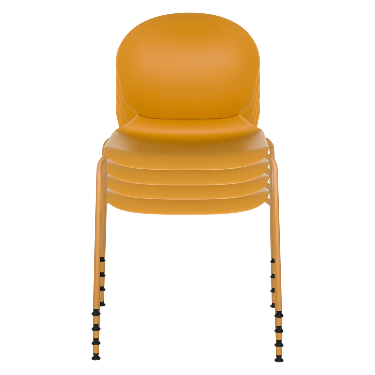 Sedie a quattro gambe impilabili T36 VI in giallo con piedini neri di hjh OFFICE