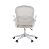 Retro della sedia Home Office Naluro in beige con schienale in rete e base bianca di hjh OFFICE