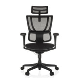 Poltrona di lusso ERGOHUMAN SLIM ECO F GEN2 nera con schienale in rete e base a cinque ruote di hjh OFFICE – vista a 360° (vista frontale 0°)
