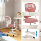 Sedia girevole per bambini KIDDY SMART rosa con schienale traspirante e seduta regolabile in altezza di hjh OFFICE