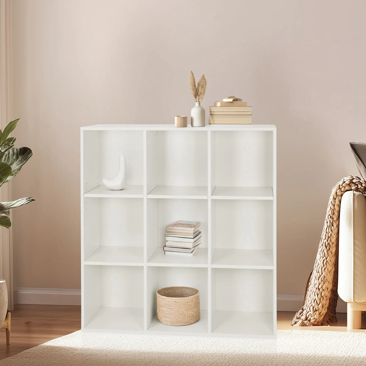 Scaffale bianco BJORKE con nove scomparti quadrati aperti di hjh LIVING