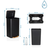 Disegno tecnico del Cestini CLEAN NATURA con altezza 85 cm e volume 30 l di hjh OFFICE