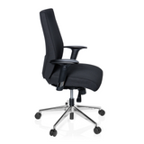 Sedia da ufficio professionale PRO-TEC 250 nera con braccioli e base a cinque ruote di hjh OFFICE – vista a 360° (profilo laterale 80°)