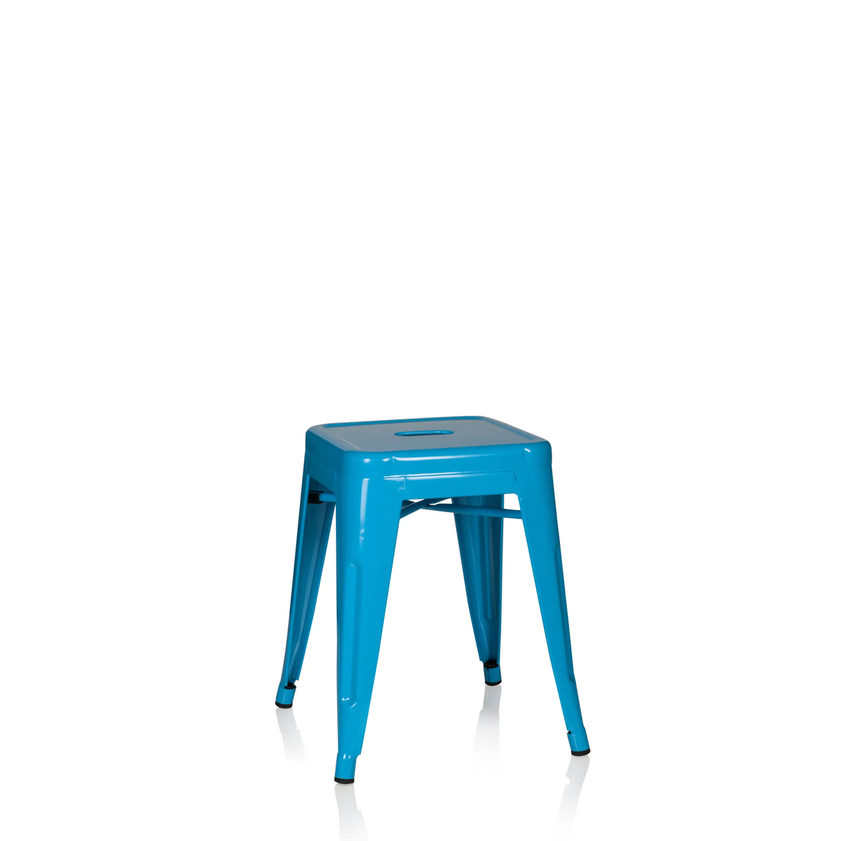 Sgabello bistro VANTAGGIO azzurro con seduta quadrata e traverse di hjh OFFICE – vista a 360° (vista frontale 20°)