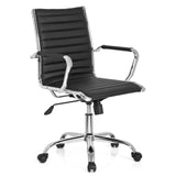 Poltrona professionale VEMONA 10 nera con impunture trasversali e base a cinque ruote di hjh OFFICE – vista a 360° (vista frontale a tre quarti 40°)