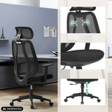 Sedia da ufficio professionale Filaro nera con schienale in rete, seduta e regolazione dell'altezza di hjh OFFICE (immagine generata dall’IA)