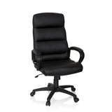 Poltrona professionale FUTURA 100 nera con imbottitura trapuntata e base a cinque ruote di hjh OFFICE – vista a 360° (vista frontale 20°)